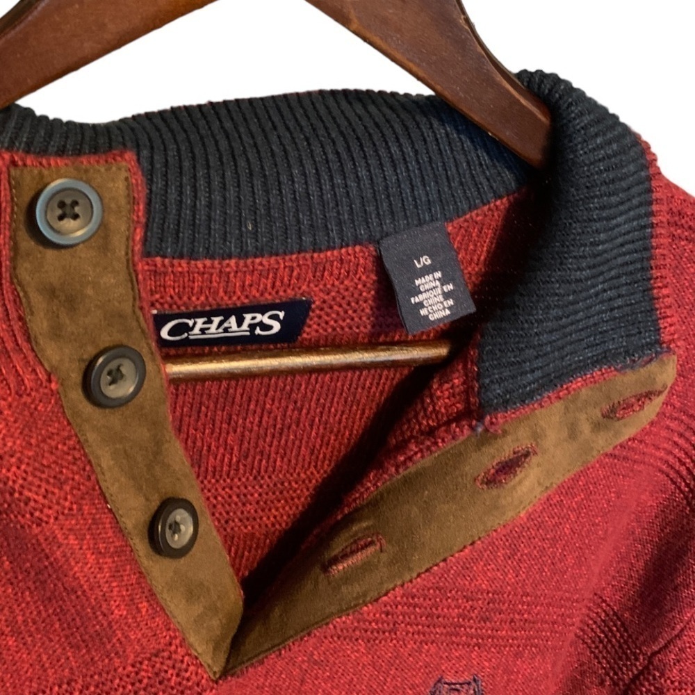 Chaps Three Button Mock Neck Pullover Sweater Men… - image 7